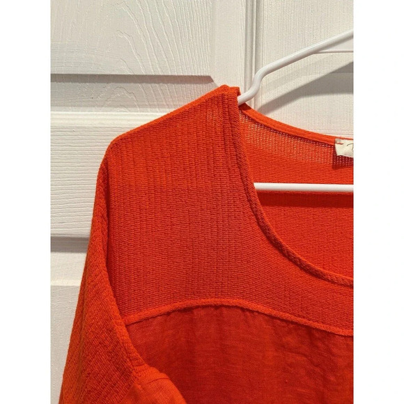 Bellambra Linen Tunic Cap Sleeve Top Italy Orange Plus Size 2X Lagenlook Coastal - Picture 4 of 8
